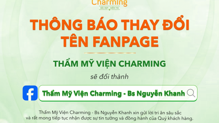 THÔNG BÁO THAY ĐỔI TÊN FANPAGE THẨM MỸ VIỆN CHARMING