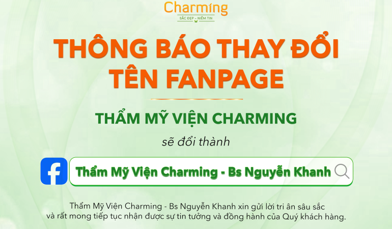 THÔNG BÁO THAY ĐỔI TÊN FANPAGE THẨM MỸ VIỆN CHARMING